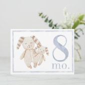 Invitation Enfant Garçon Aquarelle Jalon Huit Mois Vieux Cart (Debout devant)