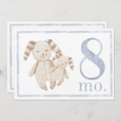 Invitation Enfant Garçon Aquarelle Jalon Huit Mois Vieux Cart (Devant / Derrière)