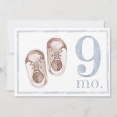 Invitation Enfant Garçon Aquarelle Jalon Neuf Mois Vieux Cart (Devant)