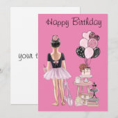 Invitation Enfant heureux de Little Ballerina (Devant / Derrière)