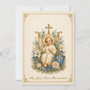 Invitation Enfant Jésus Fleur de Première Communion