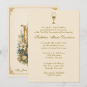 Invitation Enfant Jésus Fleur de Première Communion (Devant / Derrière)
