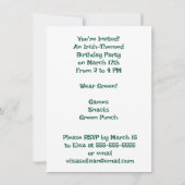 Invitation Enfant Lutin Joyeux St. Patrick (Dos)