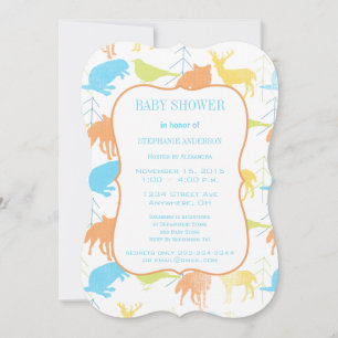 Invitation Enfant moderne Boy Woodland Créatures Douche