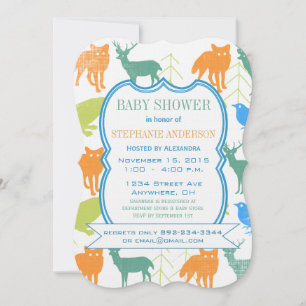 Invitation Enfant moderne Boy Woodland Créatures Douche