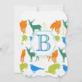 Invitation Enfant moderne Boy Woodland Créatures Douche (Dos)