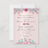 Invitation Enfant Naissance Floral Bohême Poupée Kraft Rose (Devant)