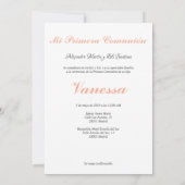 Invitation Enfant Première Communion avec Ébarbe (Dos)