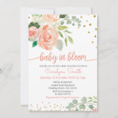 Invitation Enfant rose floral dans la douche fleurie (Devant)