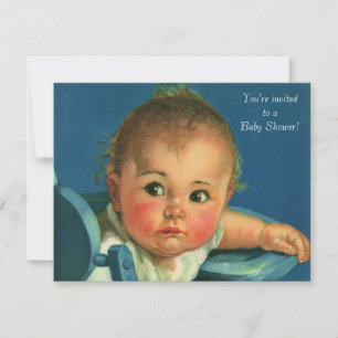 Invitation Enfant Vintage, Garçon ou Fille Mignon Baby Shower