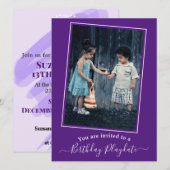 Invitation Enfant violet Anniversaire Playdate Photo personna (Devant / Derrière)