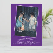Invitation Enfant violet Anniversaire Playdate Photo personna (Debout devant)