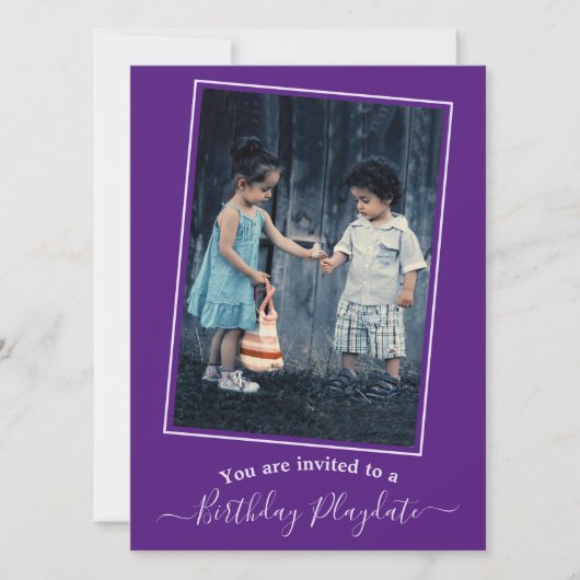 Invitation Enfant violet Anniversaire Playdate Photo personna (Devant)