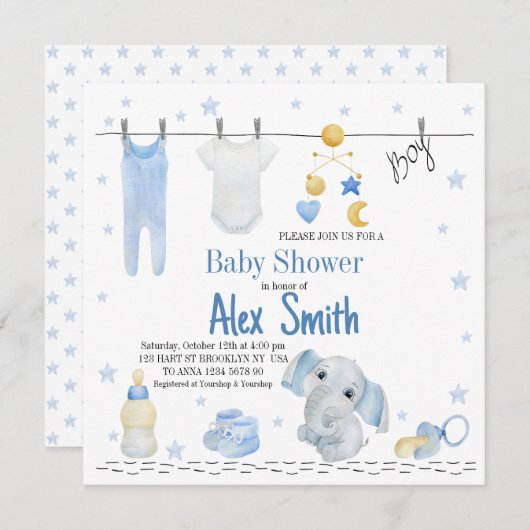 Invitation Enfant Watercolor (Devant / Derrière)