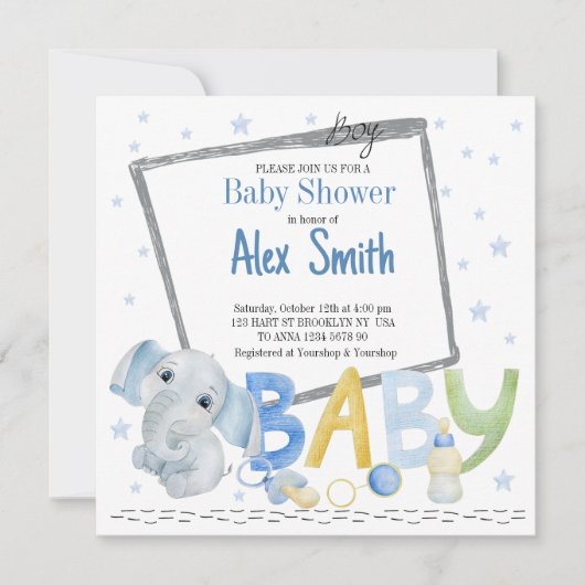 Invitation Enfant Watercolor (Devant)