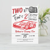 Invitation Enfants 2e Anniversaire Race Car Thème Anniversair (Debout devant)