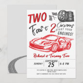 Invitation Enfants 2e Anniversaire Race Car Thème Anniversair (Devant / Derrière)