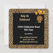 Invitation Enfants 3e fête d'anniversaire Cheetah avec Noir (Dos)
