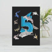 Invitation Enfants 5e anniversaire garçons requin requin blan (Debout devant)