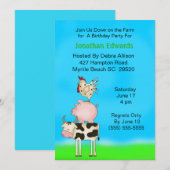 Invitation Enfants Animaux de ferme thème Anniversaire Invita (Devant / Derrière)