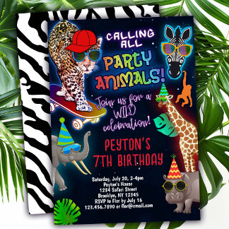 Invitation Enfants Animaux de fête Anniversaire