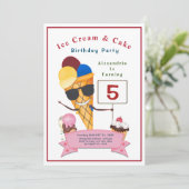 Invitation Enfants Anniversaire Fun Cute (Debout devant)