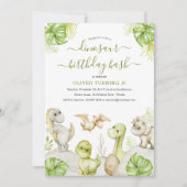 Invitation Enfants Aquarelle Dinosaur fête d'anniversaire (Devant)