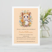 Invitation Enfants aquarelle Hamster Floral fête d'anniversai (Debout devant)
