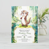 Invitation Enfants Aquarelle Otter Anniversaire (Debout devant)
