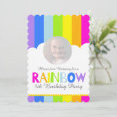 Invitation Enfants arc-en-ciel nuage photo 5e anniversaire in (Debout devant)