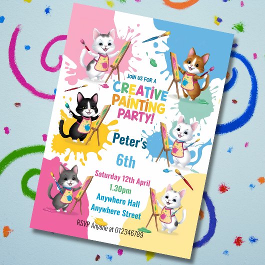Invitation Enfants art party enfants peinture fêtes
