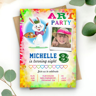 Invitation Enfants Art Party peinture Anniversaire Photo Invi