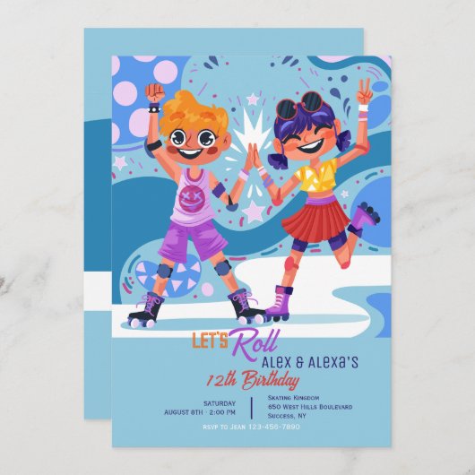 Invitation Enfants au Roller (Devant / Derrière)