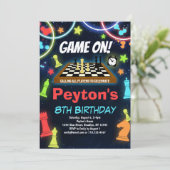 Invitation Enfants aux échecs fête d'anniversaire (Debout devant)