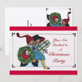 Invitation ENFANTS AVEC CADEAUX DE NOËL Champagne Metallic (Devant / Derrière)