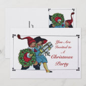 Invitation ENFANTS AVEC CADEAUX DE NOËL - glace blanche métal (Devant / Derrière)