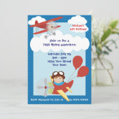 Invitation Enfants Avions fête d'anniversaire (Debout devant)