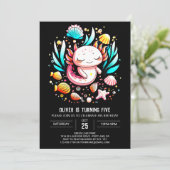 Invitation Enfants Axolotl Océan Anniversaire (Debout devant)
