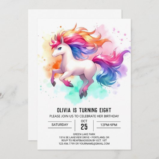 Invitation Enfants Barnyard Horse Anniversaire (Devant / Derrière)