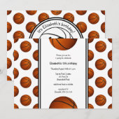 Invitation enfants basket-ball sport anniversaire_équipe fête (Devant / Derrière)