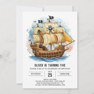 Invitation Enfants Bateau Personnalisé Pirate Anniversaire