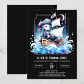 Invitation Enfants Bateau Pirate Anniversaire (Devant / Derrière)