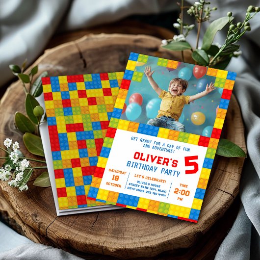 Invitation Enfants Bâtiment Bloc Anniversaire