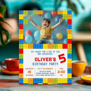 Invitation Enfants Bâtiment Bloc Anniversaire
