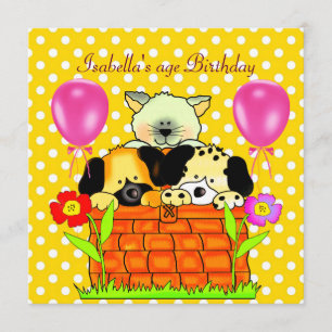 Invitation Enfant's Birthday Party Spot Cats Chiens amis 4
