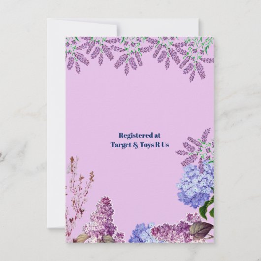 Invitation Enfants Bleu Doux Pastel Bud Lilac Hydrangea Anniv (Dos)