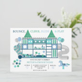 Invitation Enfants Bleu Soft Jouer Anniversaire Fête Invitati (Debout devant)