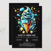 Invitation Enfants Blue Sprinkings Garçon Crème de glace Anni (Devant / Derrière)