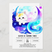 Invitation Enfants Boho Kitten Anniversaire (Devant / Derrière)