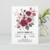 Invitation Enfants botaniques Bourgogne Floral Anniversaire (Debout devant)